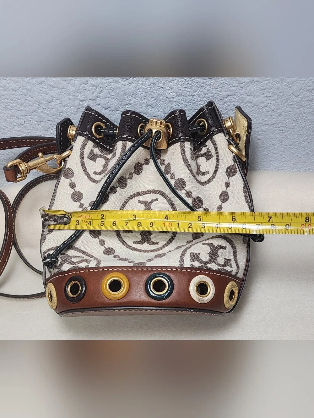 Tory Burch Mini T Monogram Grommet Bucket Bag